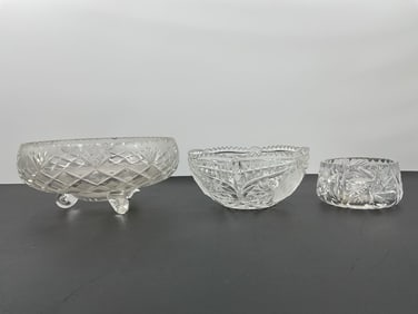 Assorted Vintage Cut Glass and Pressed Crystal Bowls