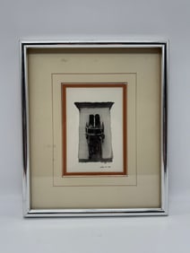 Framed Abstract Ink Wash Drawing by Felix Torres (Mexico)