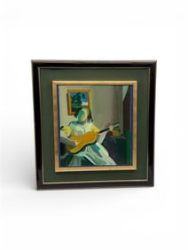 Charles Field (American, 20th C.) Oil on Canvas Figurative Interior, Signed & Dated 1980