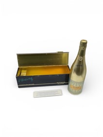 Decorative Taittinger Champagne Bottle with Presentation Box – Gold Finish Display Piece