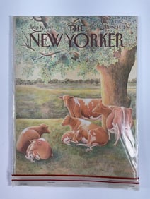 Vintage The New Yorker Magazine Cover with "Family of Cows"  by Jenni Oliver  August 10, 1987-Box 12