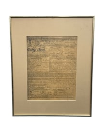 Framed Agreement and account of crew of the Cutty Sark Ship