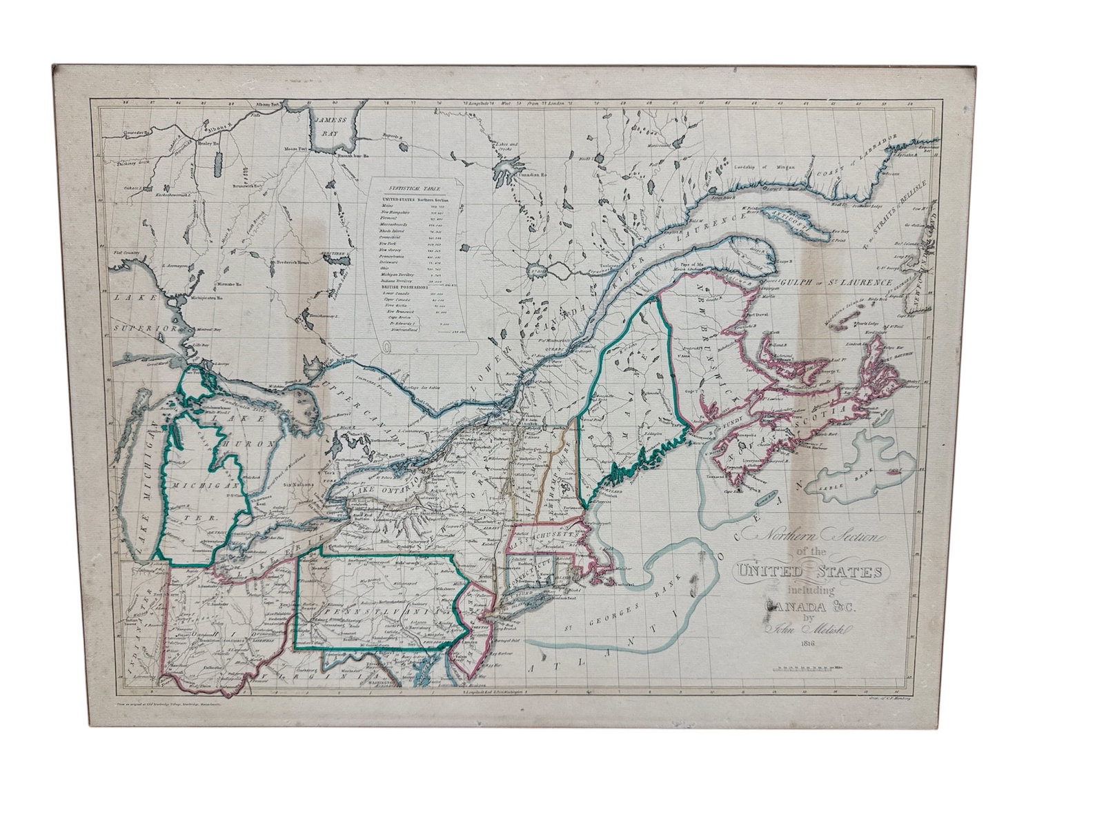 "Northern Section of the United States including Canada &c.,"  by John Melish (Scottish/American) (1 of 2)
