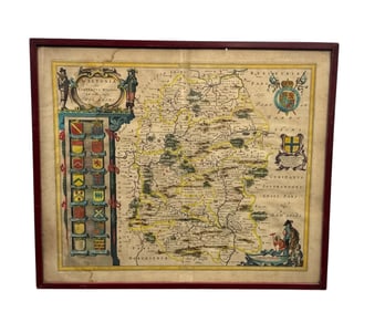 "Wiltonia sive Comitatus Wiltoniensis" Antique Map of England by Joan Blaeu (Dutch)