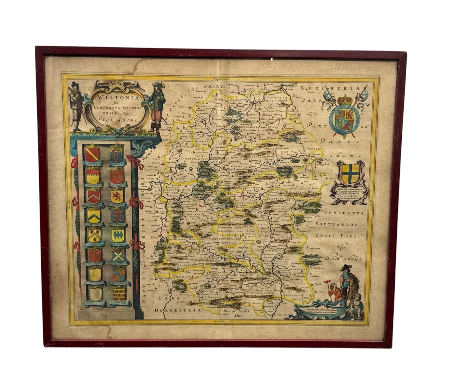 "Wiltonia sive Comitatus Wiltoniensis" Antique Map of England by Joan Blaeu (Dutch) (1 of 3)