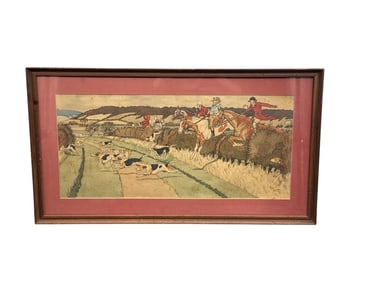 English Fox Hunting Scene by Harry Eliott (Charles Edmond Hermet, French, 1882–1959) Framed