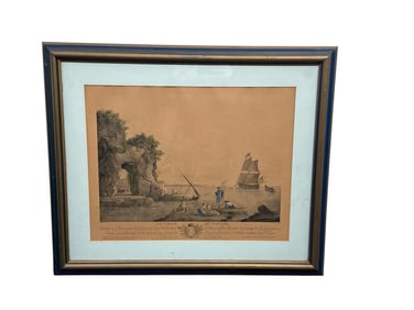 FRENCH ANTIQUE PRINT "LE CHOIX DU POISSON" AFTER CLAUDE-JOSEPH VERNET, ENGRAVED BY YVES LE GOUAZ,