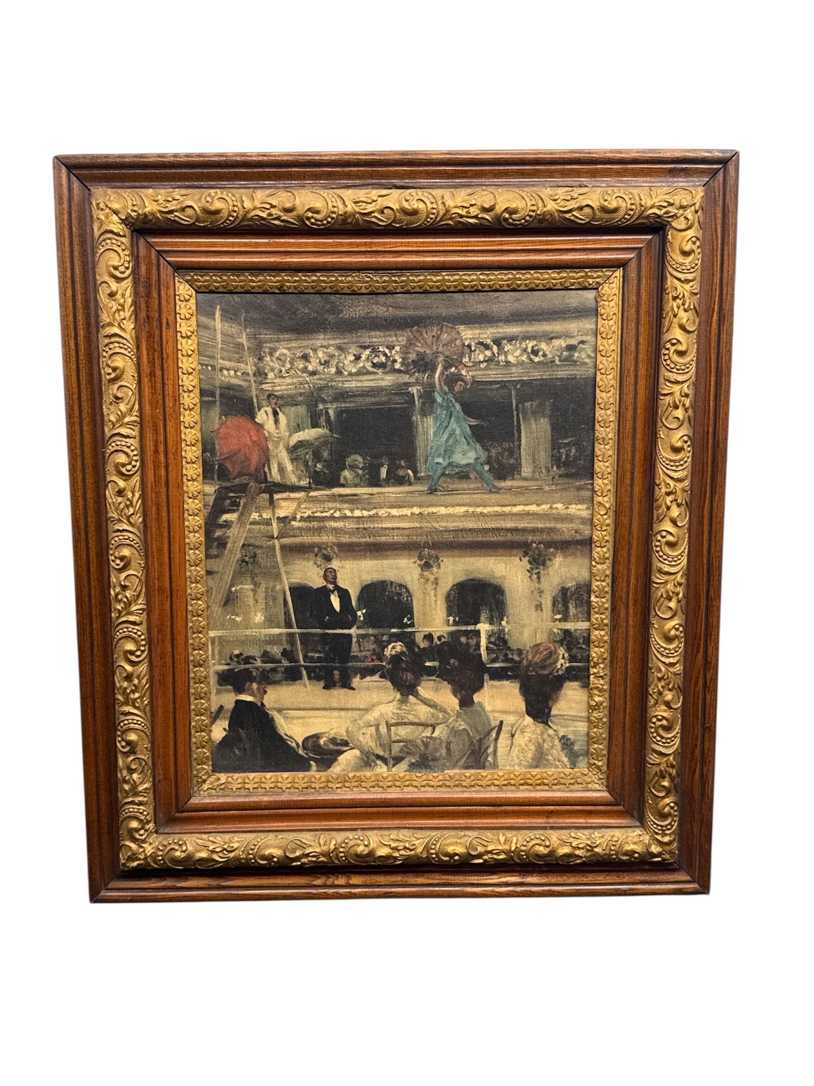 William Glackens Print: "Hammerstein's Roof Garden" (c. 1901): Description: Offered for auction is a framed print of the renowned American art masterpiece, "Hammerstein's Roof Garden,"