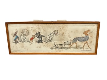 "Comme nos Maîtres" by Boris O'Klein (French, 1893-1985) Hand-Colored Etching