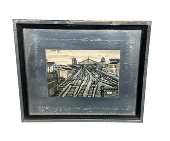 "La Gare" (The Train Station) by Bernard Buffet (French, 1928-1999) Framed Print