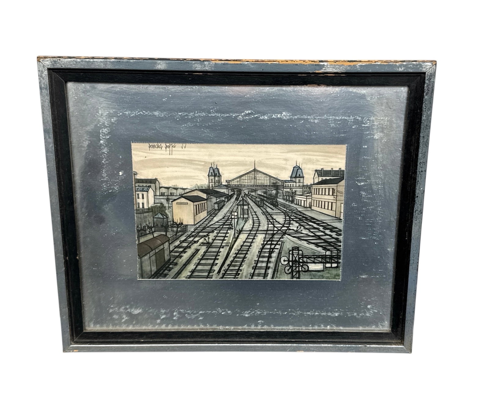 "La Gare" (The Train Station) by Bernard Buffet (French, 1928-1999) Framed Print (1 of 4)