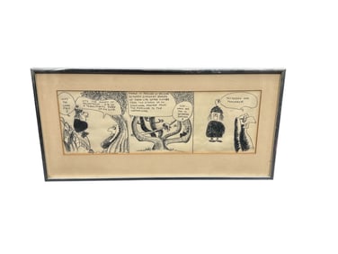 Original Framed Comic Strip Art – "Why The Long Face" – Characters Gaylord & Tomorrow