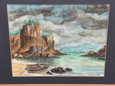 Original K. Pike Signed Watercolor Painting - Dramatic Seascape