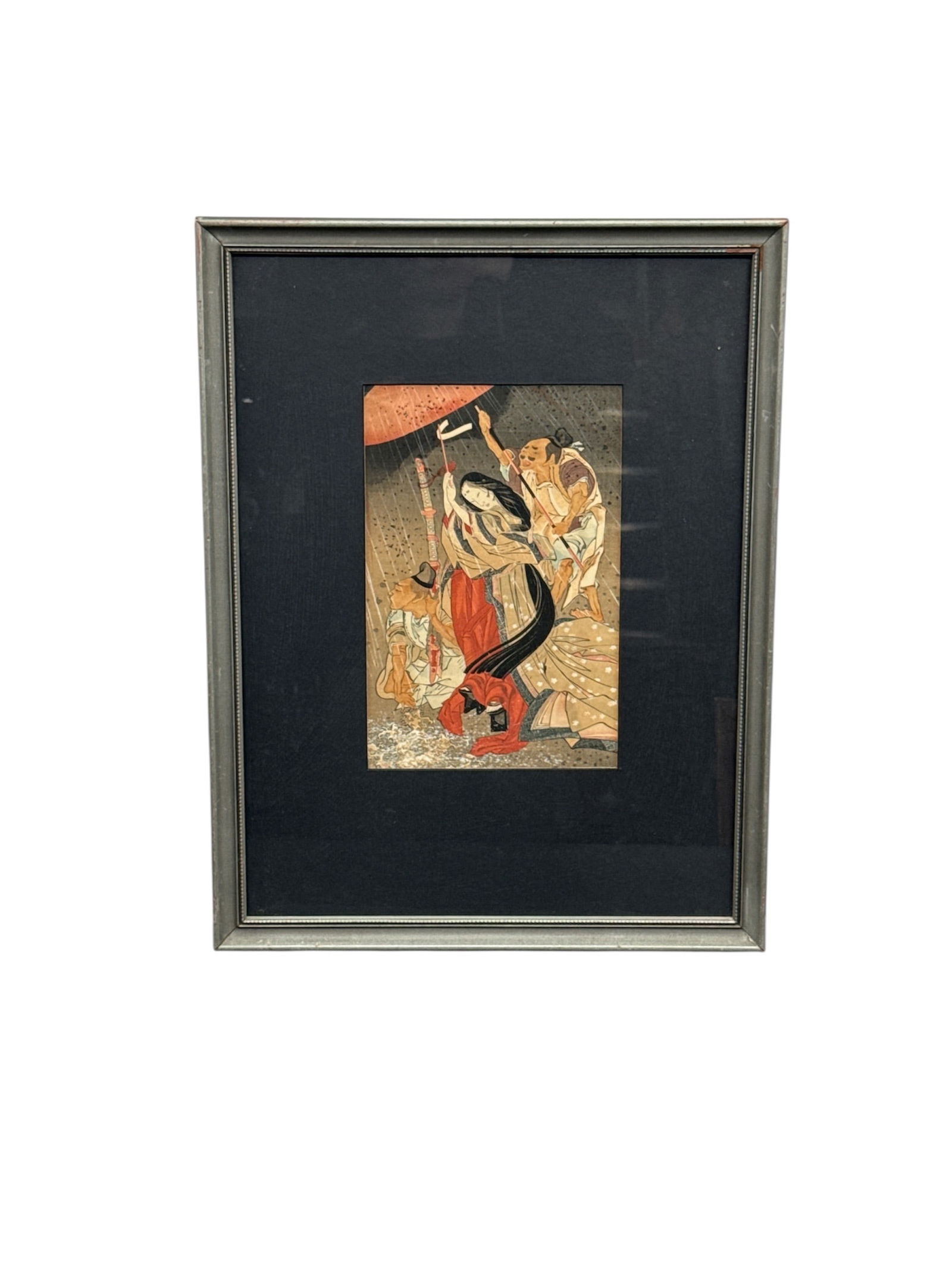 Antique Japanese Ukiyo-e Woodblock Print: Hokusai's Prayers for Rain: his is an exceptional example of a Japanese ukiyo-e woodblock print, believed to be from the revered series 