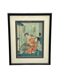 UTAGAWA KUNISADA (TOYOKUNI III) (1786-1865), Japanese Ukiyo-e Shunga Woodblock Print