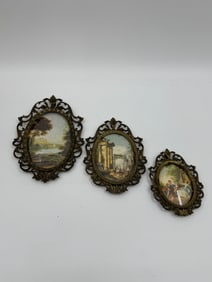 Set of Three Oval Framed Prints