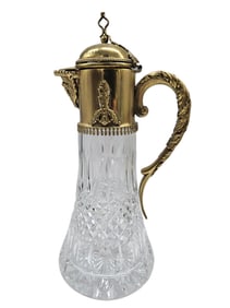 Cut Crystal and Brass Claret Jug