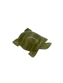 Carved Green Jade Turtle Figurine | Hand-Carved Stone Animal Sculpture