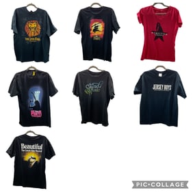 Collection of seven Broadway musical T-shirts