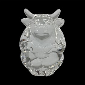Steuben Crystal Bull Hand Cooler / Paperweight