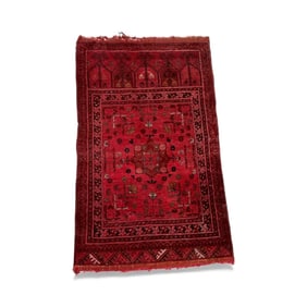Handwoven Oriental Rug with Geometric Medallion Design