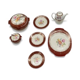Vintage Floral Transferware Dinner Service Set