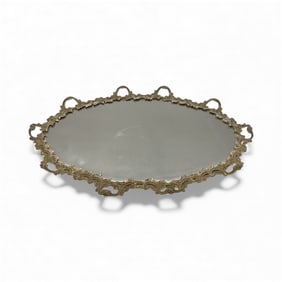 Ornate Gilt Metal and Glass Vanity Tray