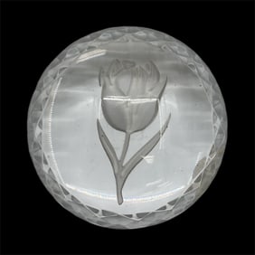 Waterford Engraved Tulip Cut Crystal Paperweight