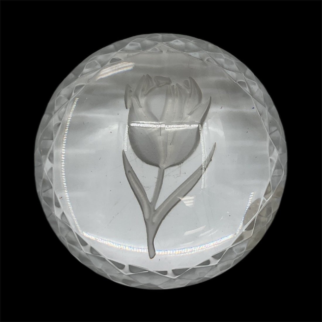 Waterford Engraved Tulip Cut Crystal Paperweight (1 of 3)