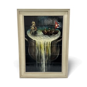 "Encuentro con la Virgen" by Roberto Fabelo ( Cuban, b.1950) Painting on Tile