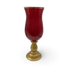 Red Glass Vase with Gilt Base