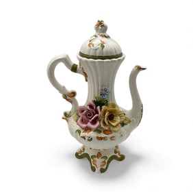 Porcelain Teapot with Applied Florals