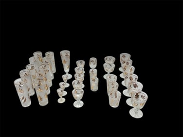 Vintage Frosted and Gilt Glassware Collection