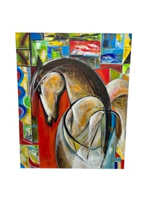 Simon Abstract Horse Oil Painting, Signed & Dated 2017