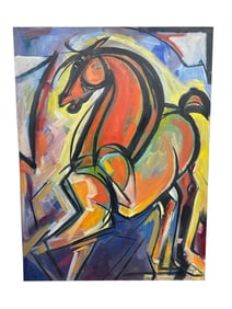 Contemporary Abstract Horse Oil Painting by Simon, Signed & Dated 2018, Large Scale Canvas