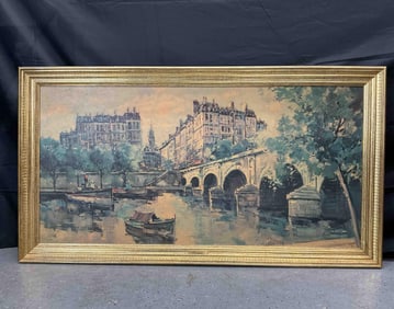 Parisian River Scene by J. Warner