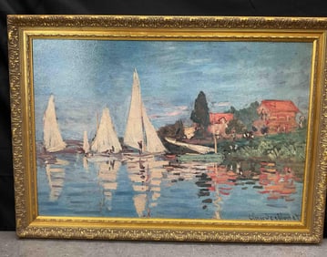 Sailboats on the Water decorative reproduction After Claude Monet
