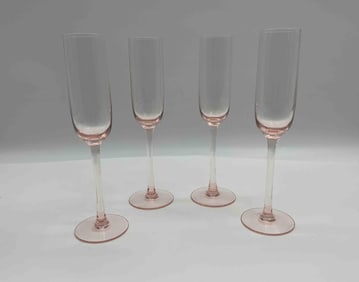 Set of 4 Murano Blush Pink Champagne Flutes