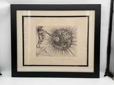 "Don Quichotte et l'oursin" by Salvador Dali (Spain, 1904-1989) RARE ETCHING W/ COA