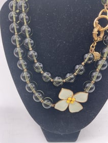 J. Crew Beaded Necklace with Flower Pendant