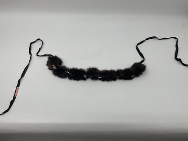 Fur Belt or Collar with Gold-Tone Accents Gucci Style