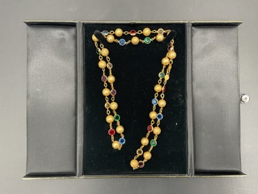 Gold Tone Necklace with Austrian Crystals