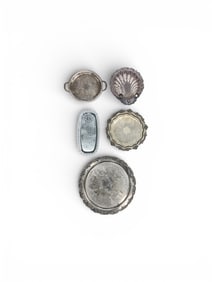 Vintage Silver-Plated Serving Dish Assortment, Mixed Forms, 5 Pieces