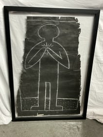 ORIGINAL "Man with Glowing Heart" by Keith Haring (American, 1958-1990) Subway Drawing