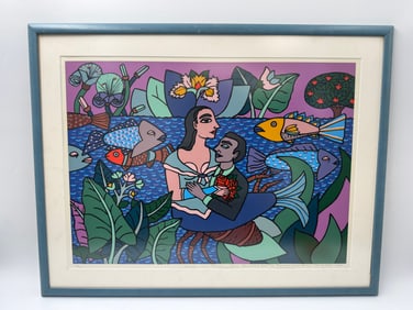 "Amor Con Peces" by Alicia Leal (Cuba, b.1957) Lithograph