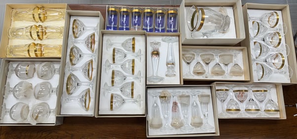 Moser 57-Piece 24kt Gold Crystal Glassware Set