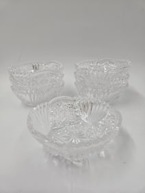 Set of 7 American Brilliant Style Glass Dessert Bowls