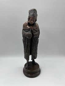 Bronze Nude Female Figure with Hinged Cloak