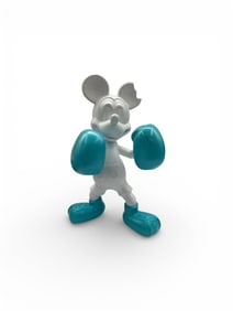 Contemporary Mickey Mouse Boxing Glove Sculpture in White with Teal Gloves