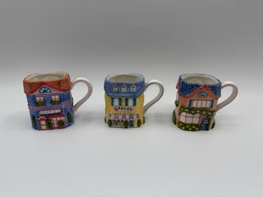 Set of Three Avon Village Ceramic Mugs